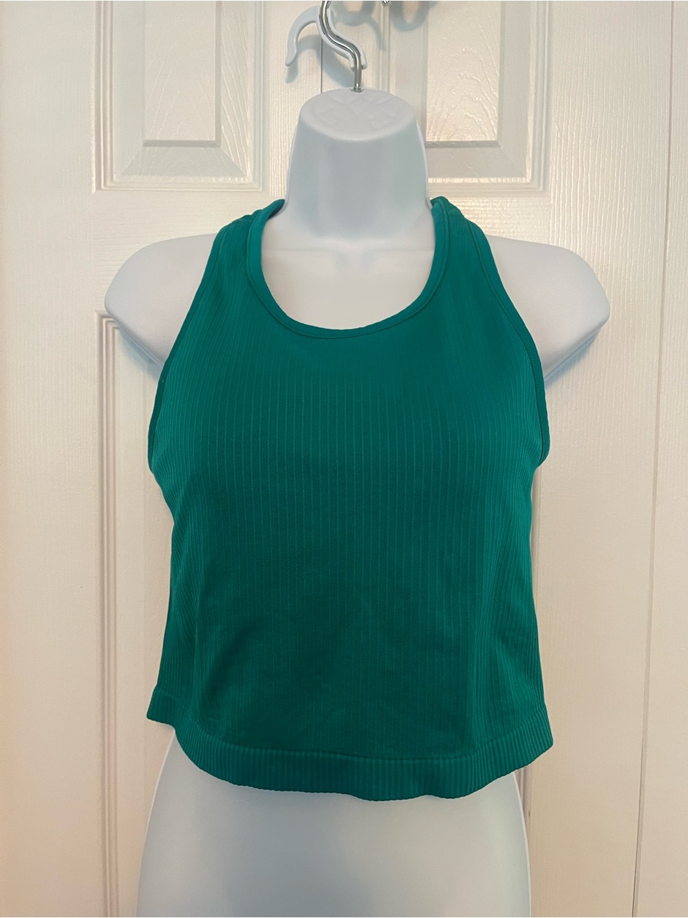 Ribbed Emerald Green Racerback Crop Tank Top